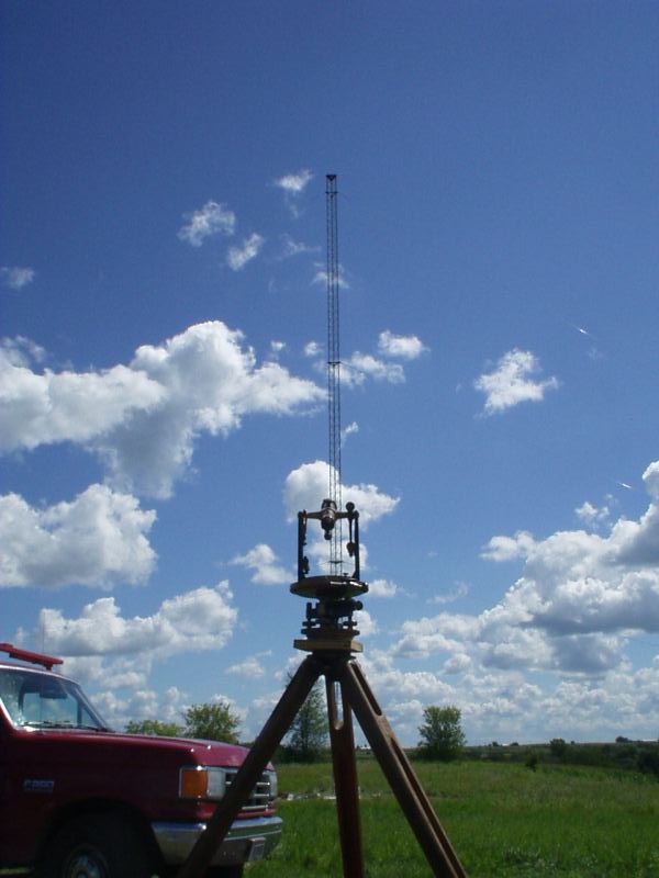 W0AIH used two transits to help make sure the tower was perfectly straight.