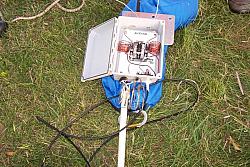 Another shot of the 80m CW/SSB relay box.  Also shows hairpin helical match and Force 12 1:1 bead balun.
