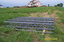 The remaining 9 sections of Rohn 55, waiting to be installed.  Tower came used from Bill K4XS.