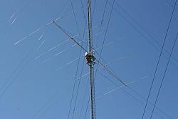 The first 20M OWA at 45 feet.  Thats W2GD up on the tower bolting in the beam on the K0XG orbital ring rotator.  Note all the...
