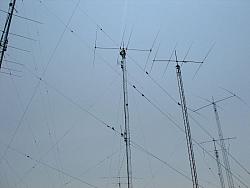 Installing new 4 element full sized 40 meter yagi at 140'
July 2007... all photo's by my wonderful and understanding
xyl Lori.